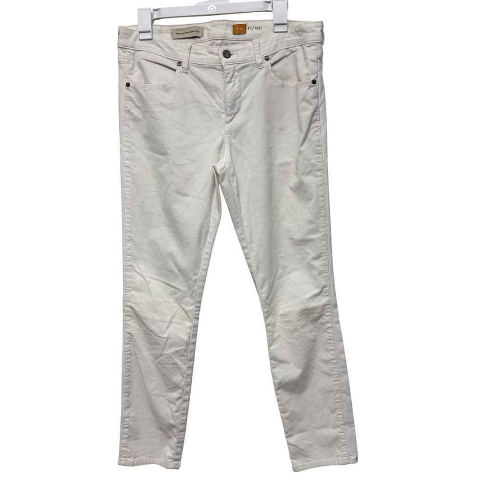Pilcro and the Letterpress Womens Corduroy Pants 30 White Slim Stretch Midrise‎